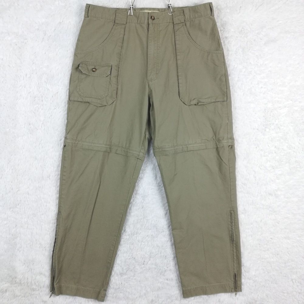 Cabela's Mens Pants Zip-Off Outdoor Shorts Cargo Pockets Sand Hiking Trail 36x30